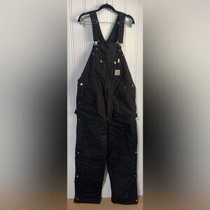 CARHARTT Cotton Insulated Quilted Bib Overalls Black size 38x 34